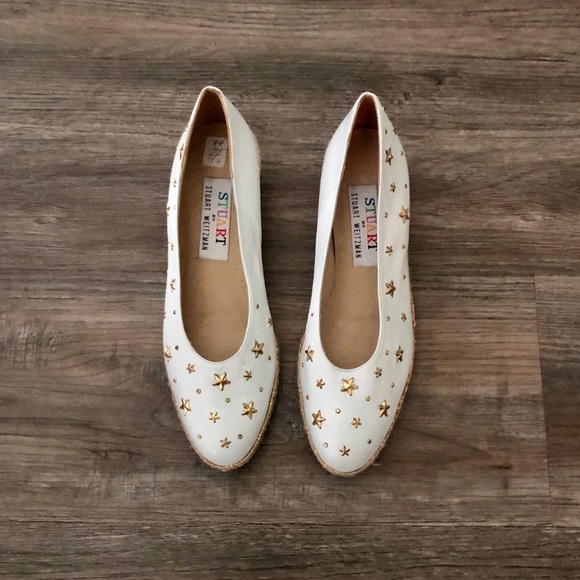 Vintage Stuart Weitzman White Star Wedges - Picture 3 of 11